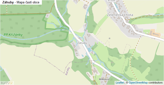 Záhuby - mapa části obce