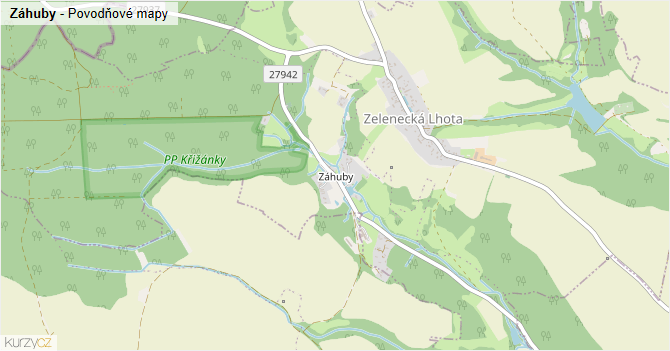 Záhuby - záplavové mapy stoleté vody
