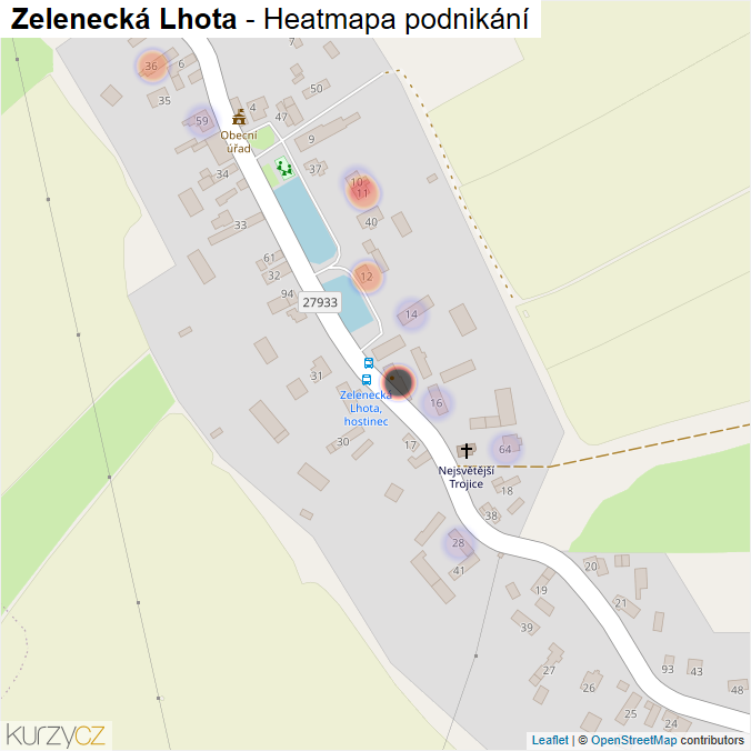 Mapa Zelenecká Lhota - Firmy v části obce.