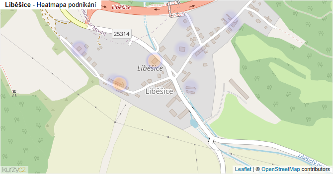 Liběšice - mapa podnikání