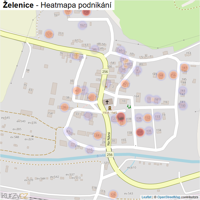 Mapa Želenice - Firmy v části obce.