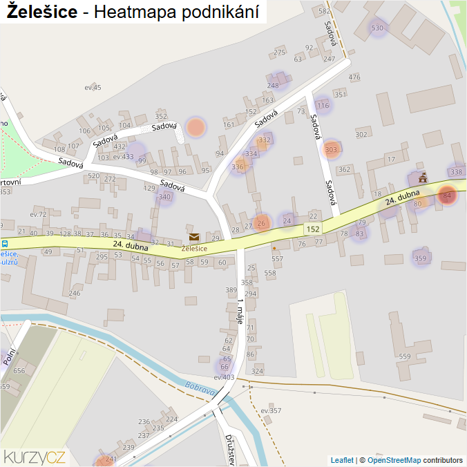 Mapa Želešice - Firmy v obci.