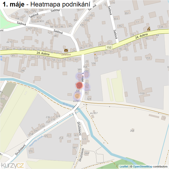 Mapa 1. máje - Firmy v ulici.
