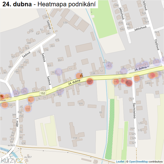 Mapa 24. dubna - Firmy v ulici.