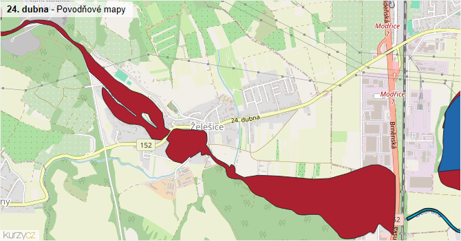 24. dubna - záplavové mapy stoleté vody