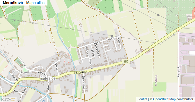 Meruňková - mapa ulice