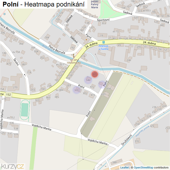 Mapa Polní - Firmy v ulici.
