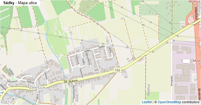 Sádky - mapa ulice