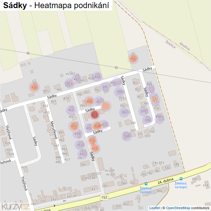 Mapa Sádky - Firmy v ulici.