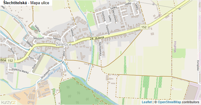 Šlechtitelská - mapa ulice