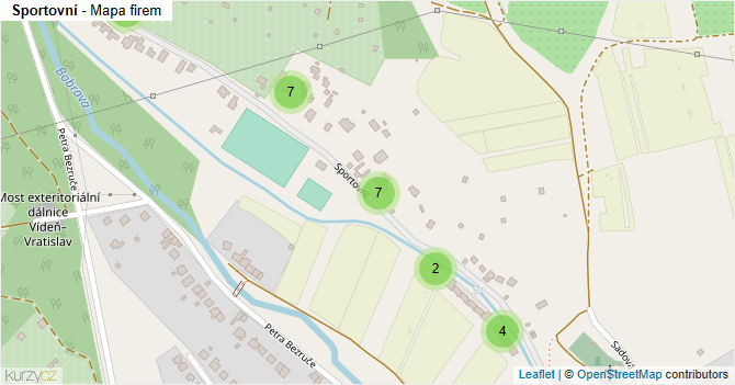 Sportovní - mapa firem
