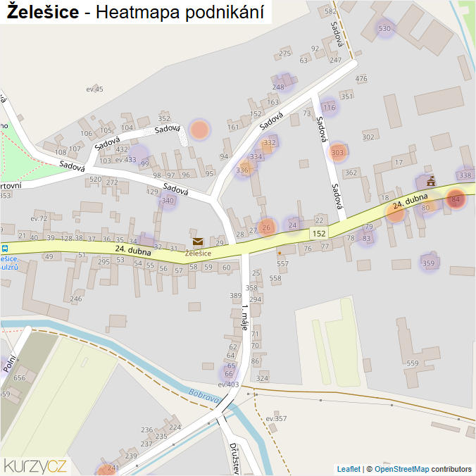 Mapa Želešice - Firmy v části obce.