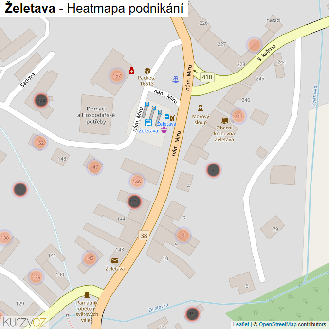 Mapa Želetava - Firmy v obci.