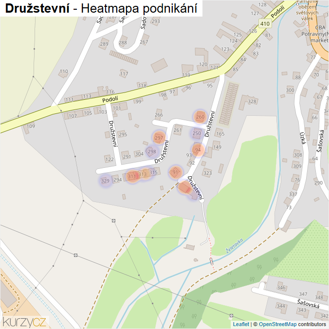 Mapa Družstevní - Firmy v ulici.