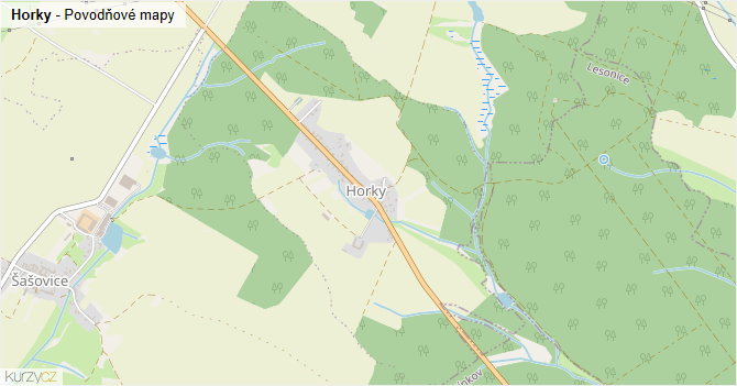 Horky - záplavové mapy stoleté vody