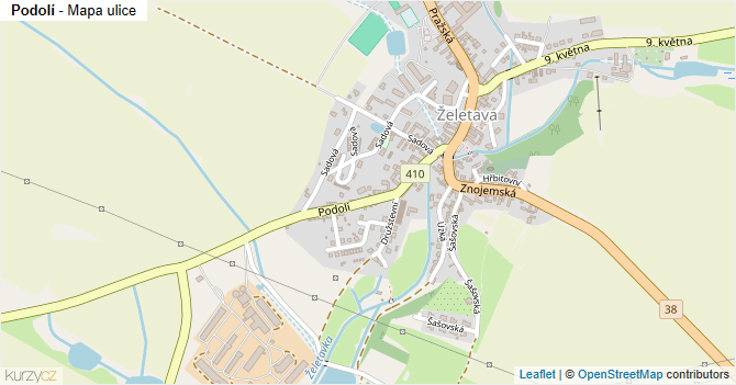 Podolí - mapa ulice
