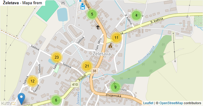 Želetava - mapa firem