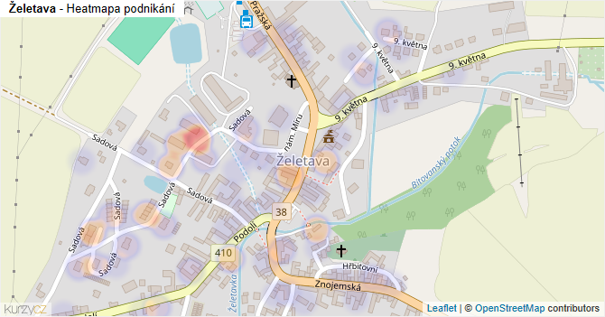 Želetava - mapa podnikání