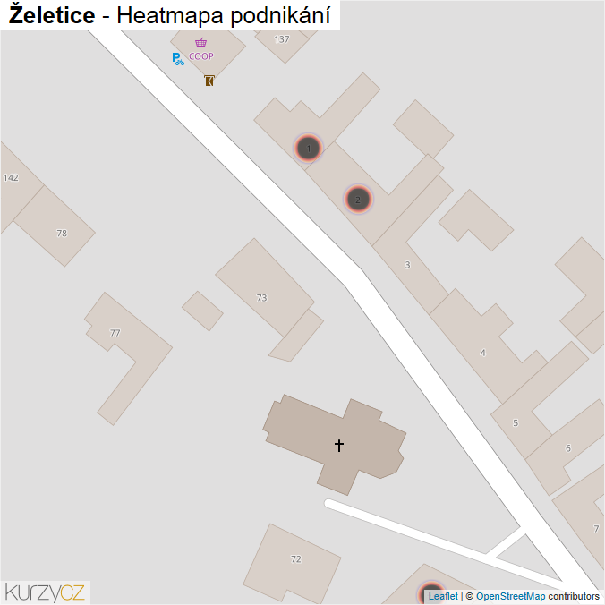 Mapa Želetice - Firmy v obci.