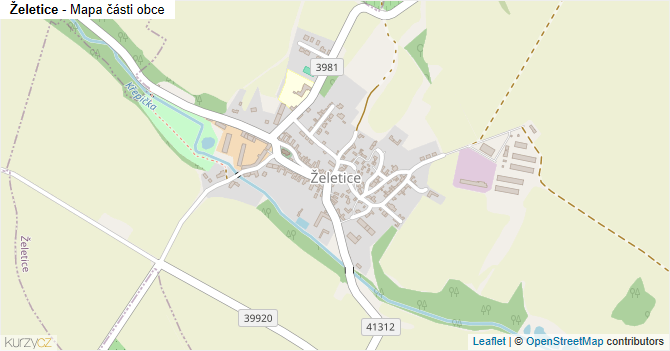 Želetice - mapa části obce