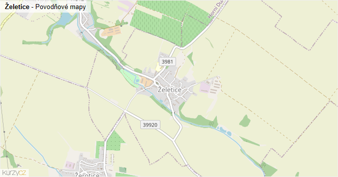 Želetice - záplavové mapy stoleté vody