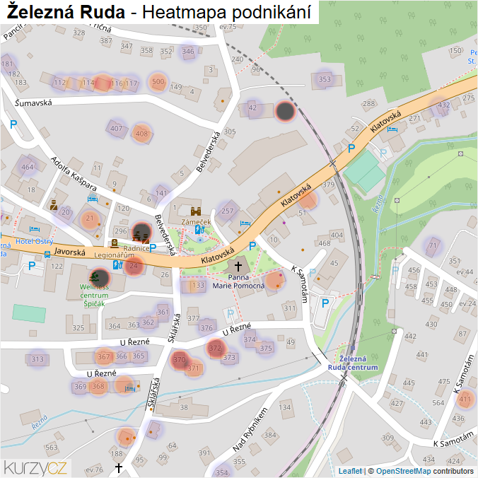Mapa Železná Ruda - Firmy v obci.