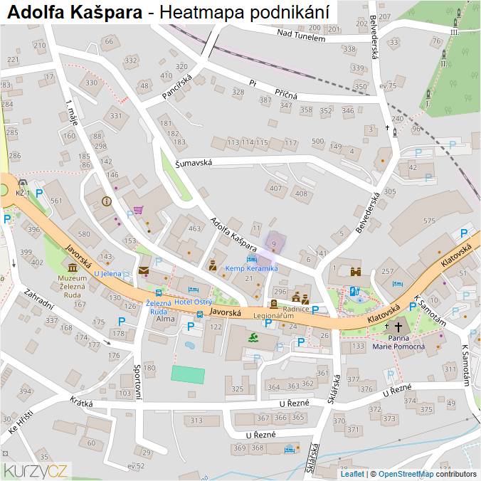 Mapa Adolfa Kašpara - Firmy v ulici.