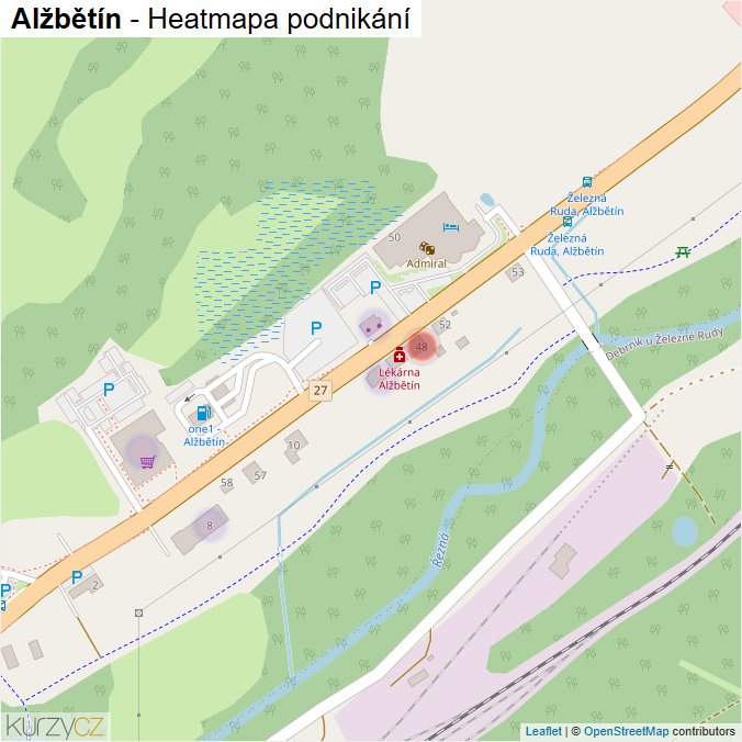 Mapa Alžbětín - Firmy v části obce.