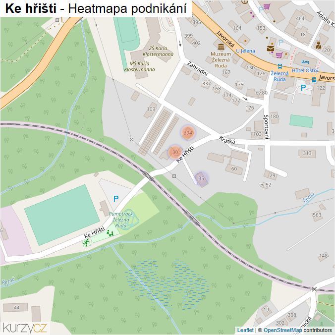 Mapa Ke hřišti - Firmy v ulici.