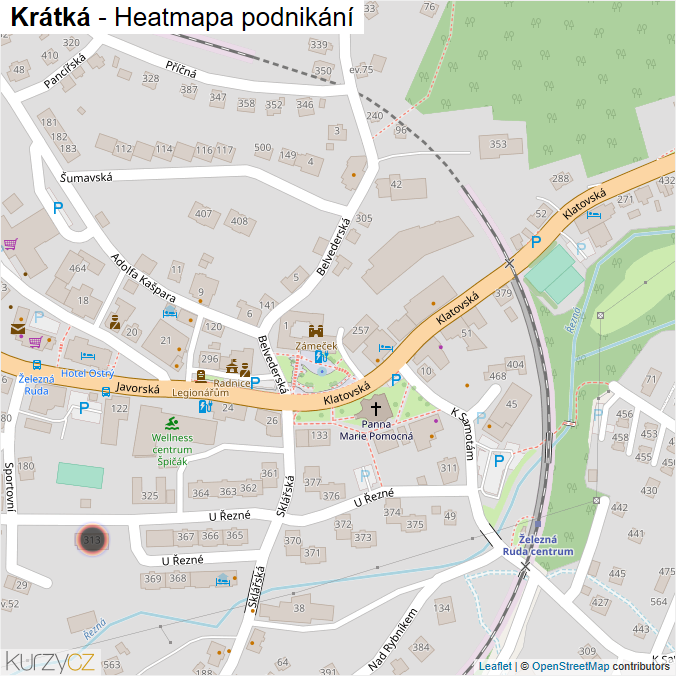 Mapa Krátká - Firmy v ulici.