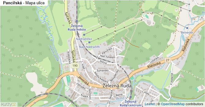 Pancířská - mapa ulice