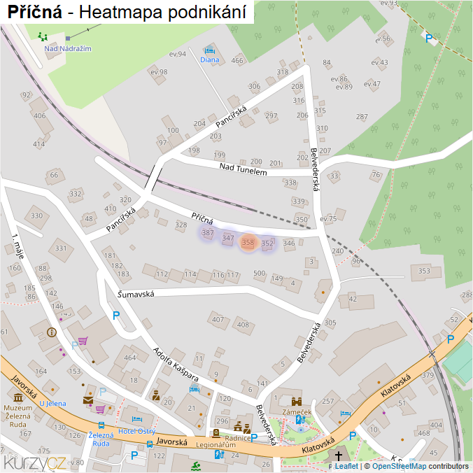 Mapa Příčná - Firmy v ulici.