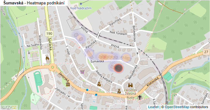 Šumavská - mapa podnikání