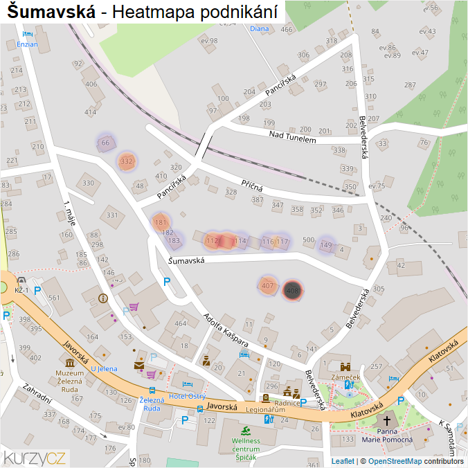 Mapa Šumavská - Firmy v ulici.