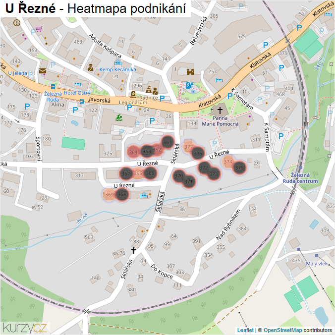 Mapa U Řezné - Firmy v ulici.