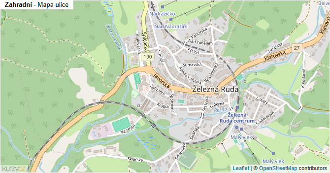Zahradní - mapa ulice