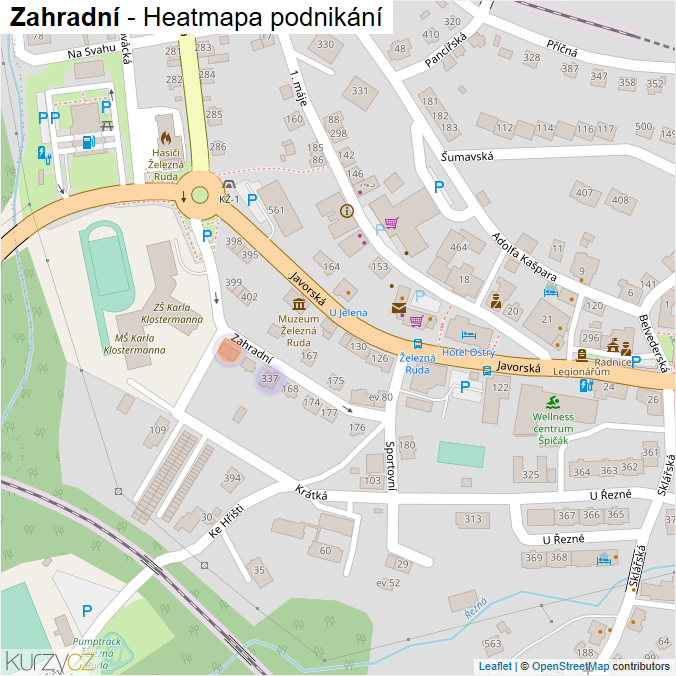Mapa Zahradní - Firmy v ulici.