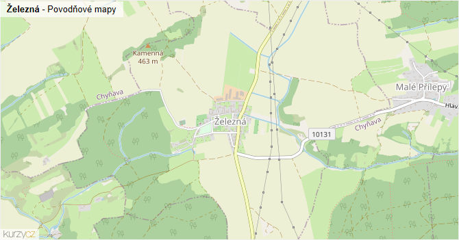 Železná - záplavové mapy stoleté vody