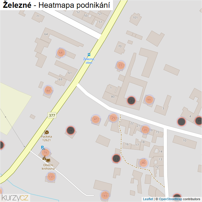 Mapa Železné - Firmy v obci.