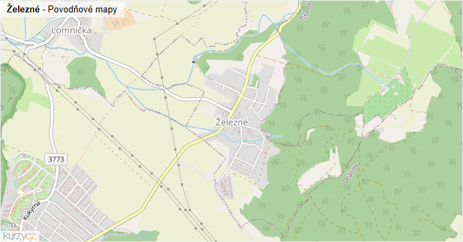 Železné - záplavové mapy stoleté vody