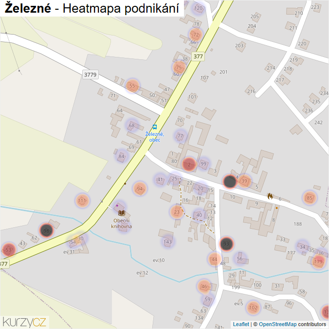 Mapa Železné - Firmy v části obce.