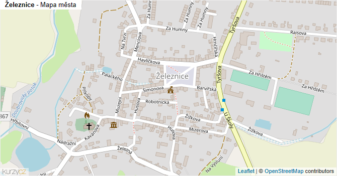 Železnice - mapa města