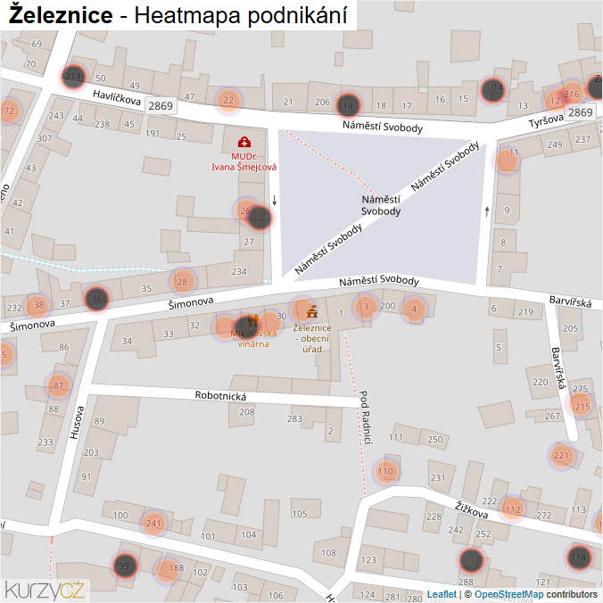 Mapa Železnice - Firmy v obci.