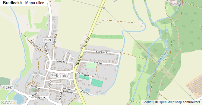 Bradlecká - mapa ulice