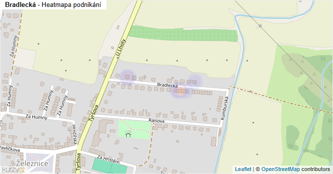 Bradlecká - mapa podnikání