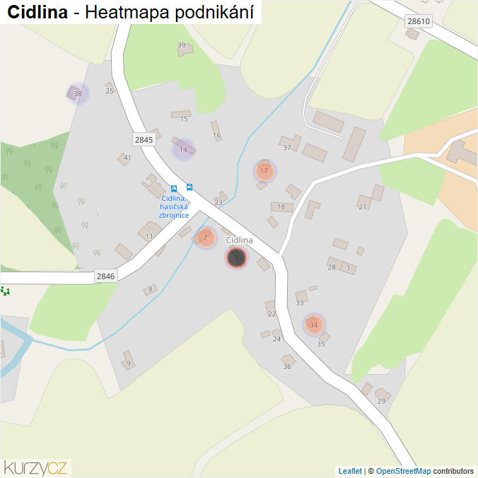 Mapa Cidlina - Firmy v části obce.