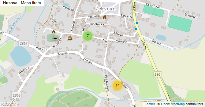 Husova - mapa firem