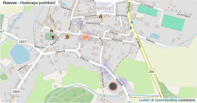 Husova - mapa podnikání