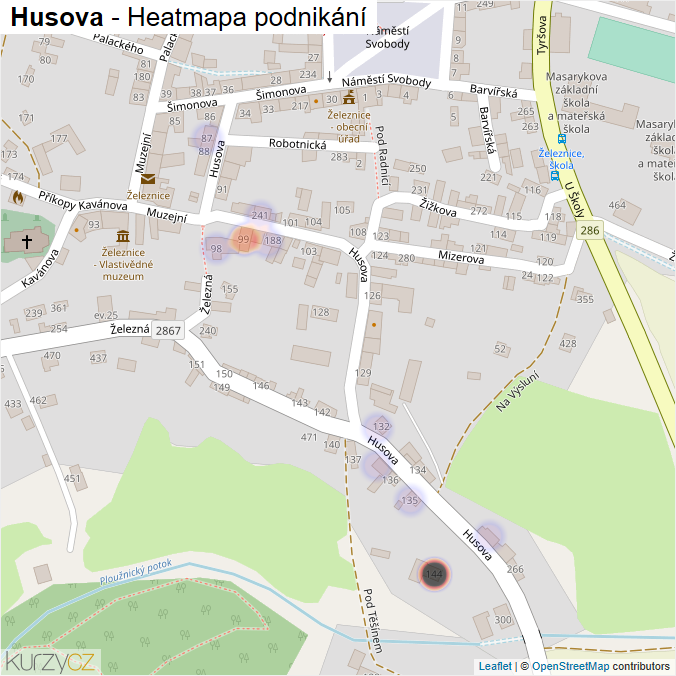 Mapa Husova - Firmy v ulici.