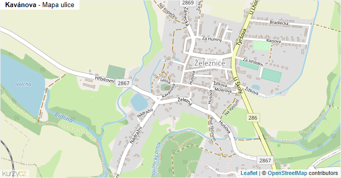 Kavánova - mapa ulice